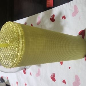 Starbuck🍋2023 yellow lemon drop grid soft touch tumbler